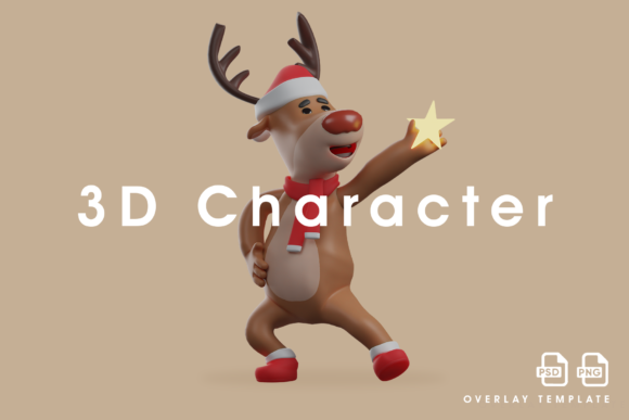 3D Christmas Deer Cartoon Having Star Illustrations Review