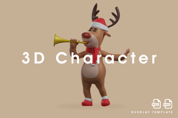 3D Christmas Deer: Festive Illustrations