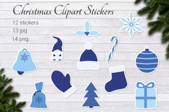 Christmas Clipart Stickers Bundle: Fresh Illustrations