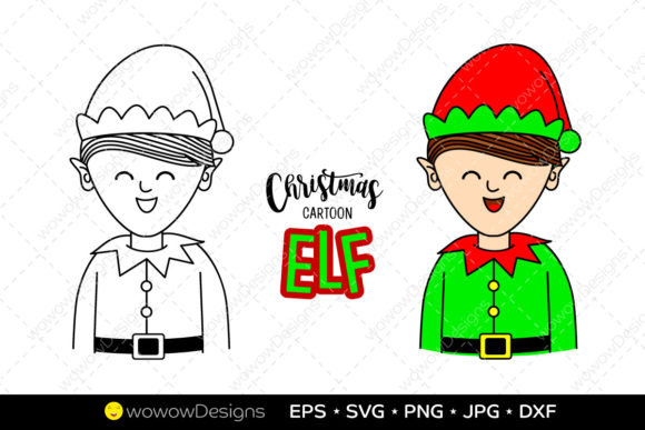 Christmas Cute Elf Cartoon Graphic: Perfect Illustrations