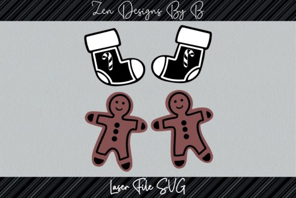 Christmas Earrings Set: Laser Illustrations