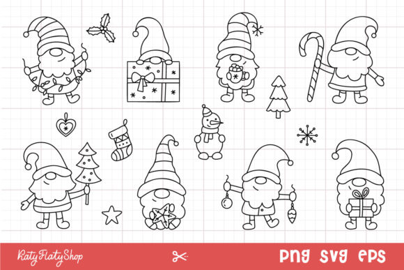 Christmas Gnome Doodle Clipart: Fresh Illustrations
