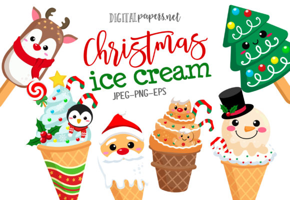 Christmas Ice Cream: Festive Illustrations for Crafters