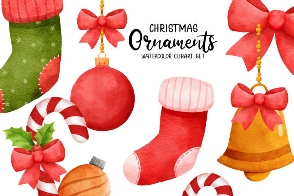 Christmas Ornaments Watercolor Clipart: Festive Illustrations