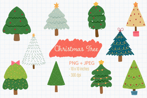 Christmas Pine Tree PNG Illustration for Crafts