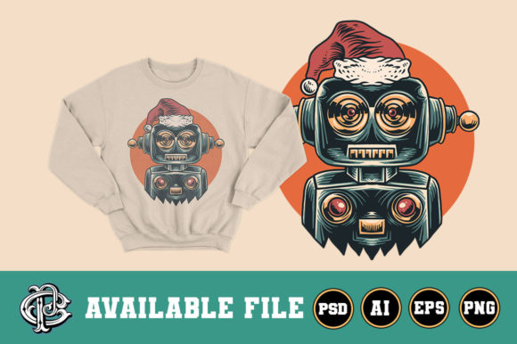 Christmas Robot T-shirt Design: Festive Illustrations