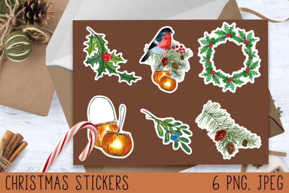 Christmas Stickers Png, Poinsettia: Festive Illustrations