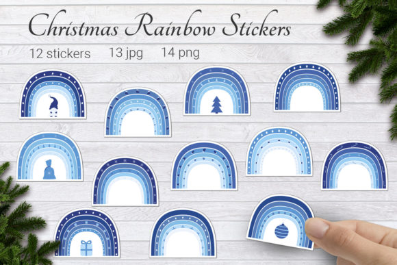 Christmas Stickers Rainbow Bundle: Fresh Illustrations