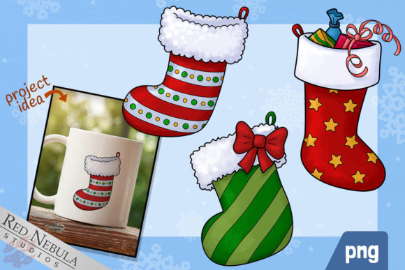 Christmas Stocking Illustrations PNG for Festive Blog Design