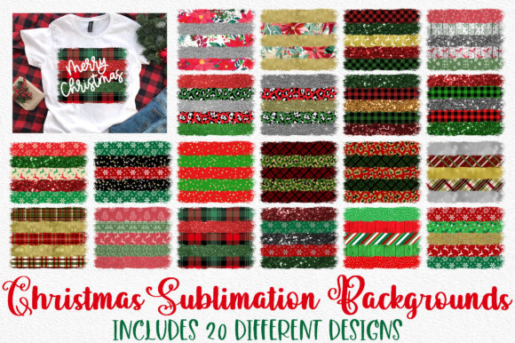Christmas Sublimation Background Bundle: Festive Illustrations