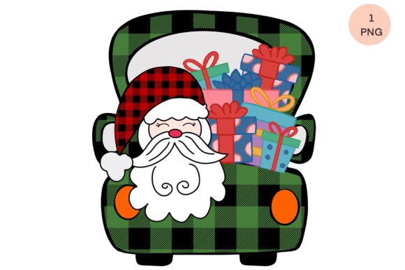 Christmas Truck Plaid Santa: Festive Illustrations