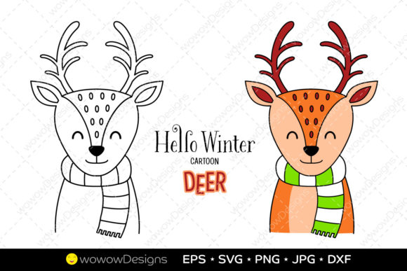 Cute Cartoon Deer: Festive Illustrations for Crafts