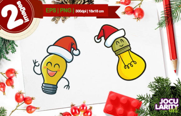 Cute Christmas Bulb Lamp Cartoon Vector: Fresh Illustrations