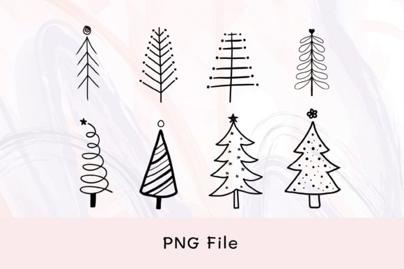 Doodle Christmas Tree Set: Festive Illustrations for Crafts