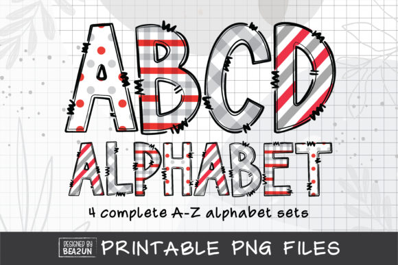 Grey Red Christmas Alphabet: Festive Illustrations