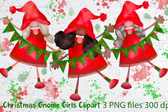 Review: Welcome Christmas Gnome Girls Clipart for Embroidery