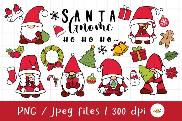 Santa Gnome Clipart: Festive Illustrations for Sellers