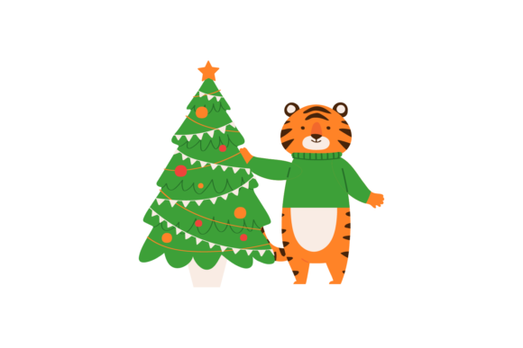 Tree Christmas Tiger: Festive Illustrations for Crafters
