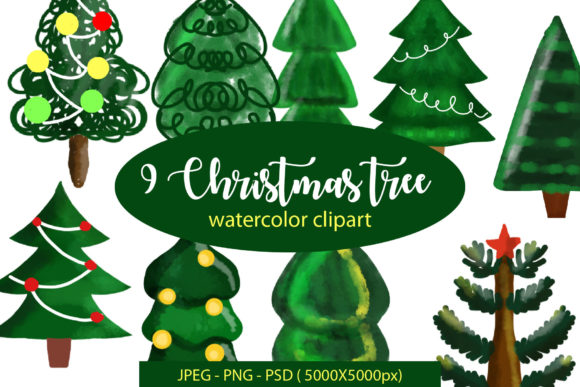 Watercolor Christmas Tree Collection: Illustrations for Sellers