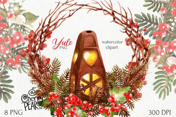 Yule Blessings Clipart: Festive Illustrations for Crafts